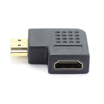 鍍金HDMI 19針公對HDMI 19針母90度角轉接頭，HDMI母對公