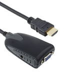 HDMI 公頭轉 VGA 母頭轉接器附音頻線，長度：50cm