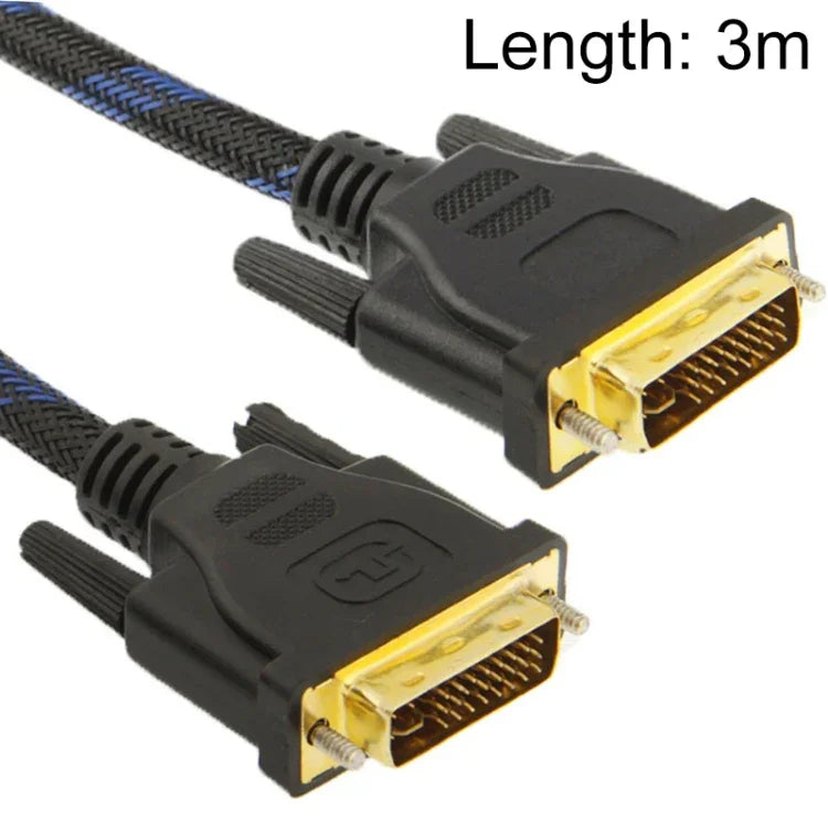 尼龍網狀 DVI-I 雙鏈路 24+5 針公對公 M / M 視訊線，長度：3m，DVI 24+5 3m