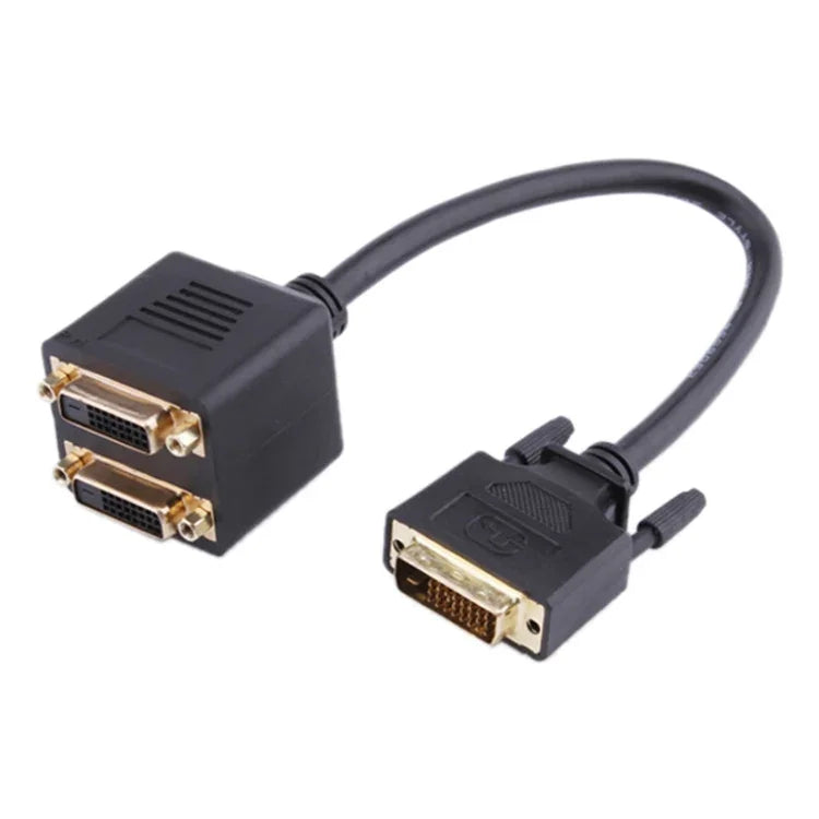 24+1 DVI 公對 2 DVI 母轉接線，長度：30cm，2 個 DVI 24+1 針母頭