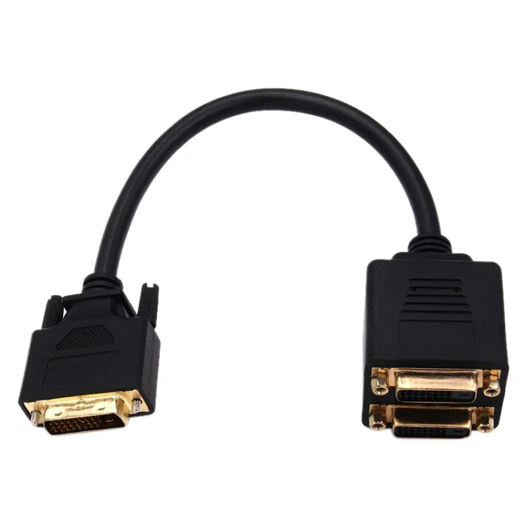 24+1 DVI 公對 2 DVI 母轉接線，長度：30cm，2 個 DVI 24+1 針母頭