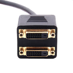 24+1 DVI 公對 2 DVI 母轉接線，長度：30cm，2 個 DVI 24+1 針母頭