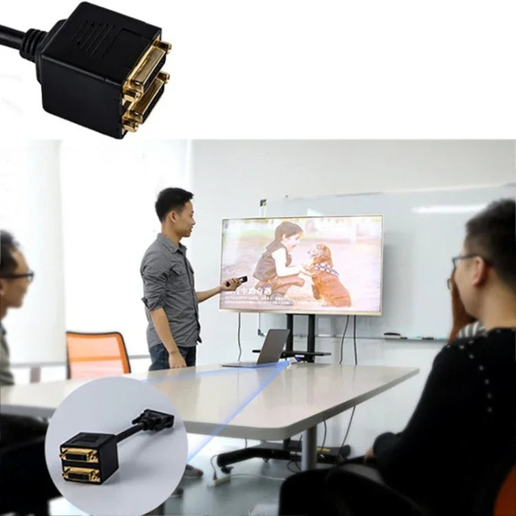 24+1 DVI 公對 2 DVI 母轉接線，長度：30cm，2 個 DVI 24+1 針母頭