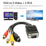 VGA轉S-Video AV RCA電視轉換線轉接器含2條音訊線，VGA轉S-Video