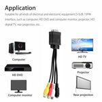 VGA轉S-Video AV RCA電視轉換線轉接器含2條音訊線，VGA轉S-Video