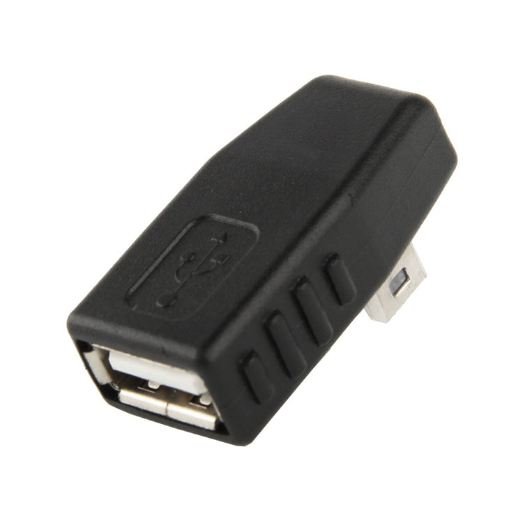 迷你 USB 公頭轉 USB 2.0 AF 轉接器，支援 OTG 功能，90 度左彎，90 度右彎