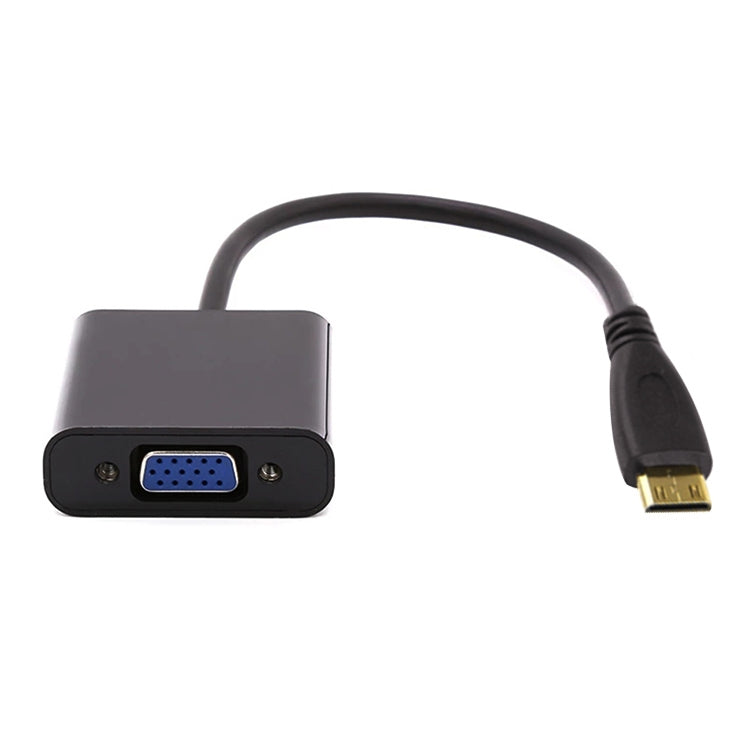 22cm 全高清 1080P 迷你 HDMI 公頭轉 VGA 母頭視訊轉接線，附音訊線，迷你 HDMI