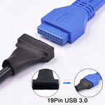 USB 2.0 9 針主機板母頭轉 USB 3.0 19 針公頭外殼轉接線，長度：15cm，9 針母頭轉 19 針公頭