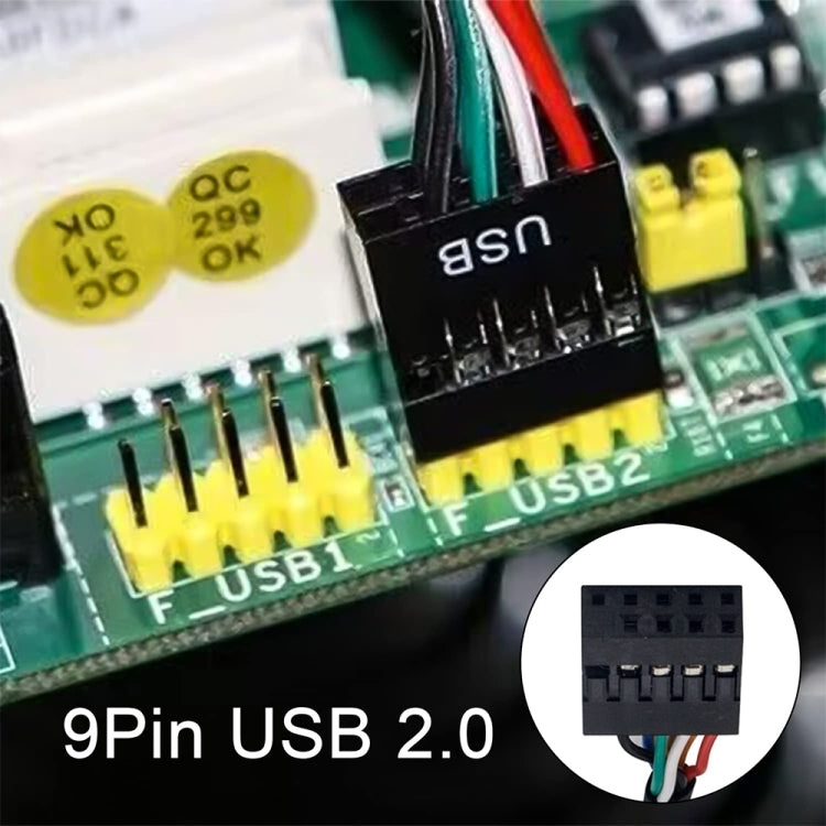 USB 2.0 9 針主機板母頭轉 USB 3.0 19 針公頭外殼轉接線，長度：15cm，9 針母頭轉 19 針公頭