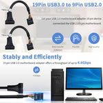 USB 2.0 9 針主機板母頭轉 USB 3.0 19 針公頭外殼轉接線，長度：15cm，9 針母頭轉 19 針公頭