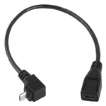 90 度 Micro USB 公頭轉 Micro USB 母頭轉接線，長度：25cm