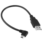 90 度迷你 USB 公頭轉 USB 2.0 AM 轉接線，長度：25cm，右角迷你 USB