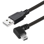 90 度迷你 USB 公頭轉 USB 2.0 AM 轉接線，長度：25cm，右角迷你 USB