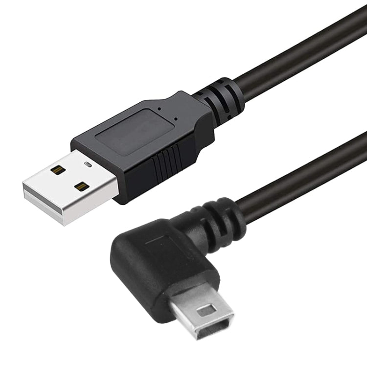 90 度迷你 USB 公頭轉 USB 2.0 AM 轉接線，長度：25cm，右角迷你 USB