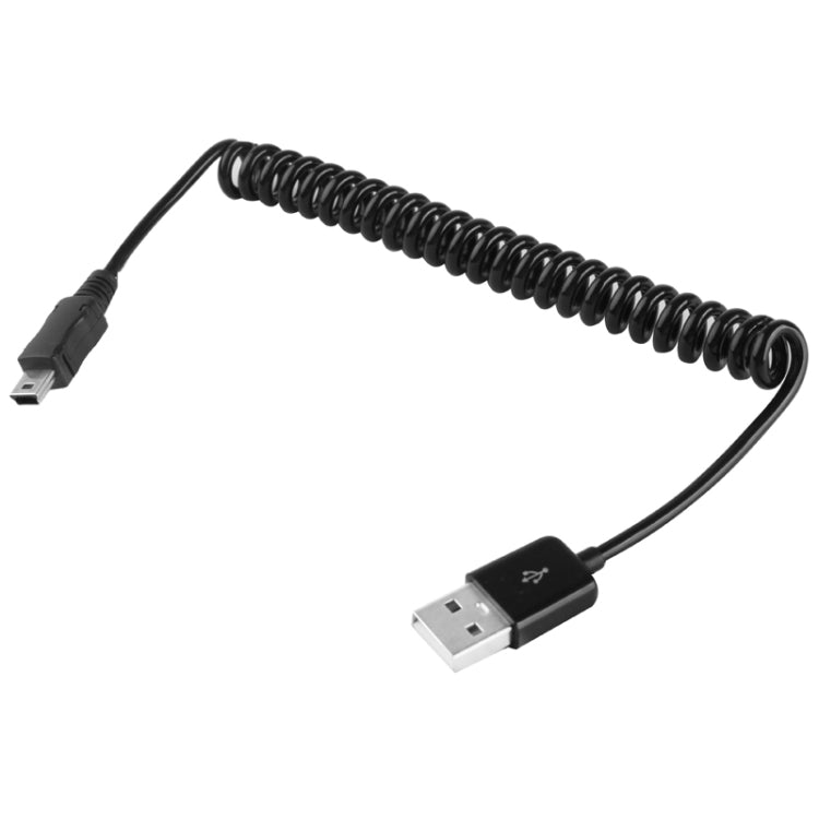 迷你5針USB轉USB 2.0公頭彈簧線 / 彈簧纜線，長度：25公分（可延長至80公分），迷你USB轉USB公頭，長度：80公分