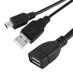 迷你USB公頭 + USB 2.0公頭轉母頭線，具OTG功能，長度：30公分 / 35公分，迷你USB + USB公頭，30公分
