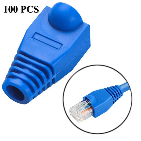 RJ45網路線防護套蓋，黑色（100個一包，價格為100個），100個黑色，100個紅色，100個藍色，100個白色，100個綠色，100個灰色，100個黃色