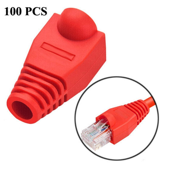RJ45網路線防護套蓋，黑色（100個一包，價格為100個），100個黑色，100個紅色，100個藍色，100個白色，100個綠色，100個灰色，100個黃色
