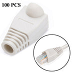 RJ45網路線防護套蓋，黑色（100個一包，價格為100個），100個黑色，100個紅色，100個藍色，100個白色，100個綠色，100個灰色，100個黃色