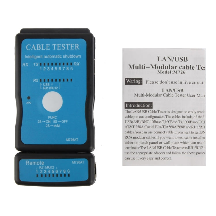 USB線，RJ45和RJ11多功能網路線測試器，RJ45/RJ11藍色