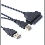 雙 USB 2.0 至 SATA 硬碟轉接線，適用於 2.5 吋 SATA 硬碟/固態硬碟，雙 USB 2.0 至 SATA