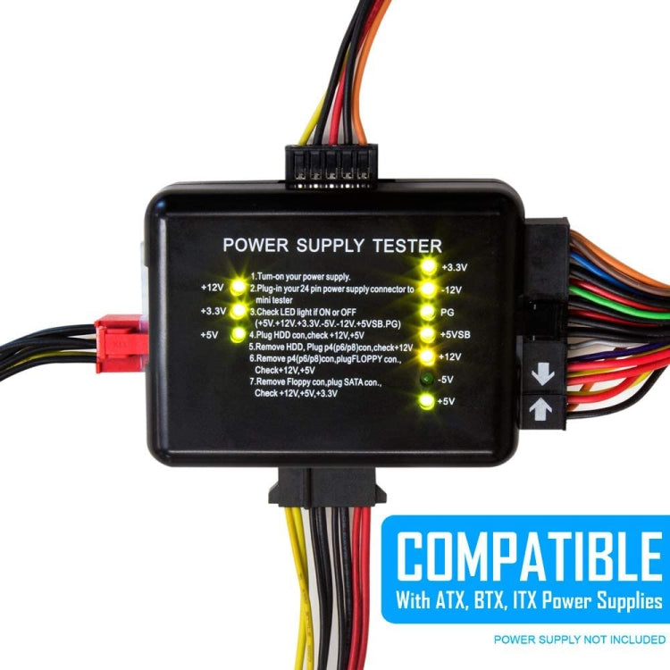 PC 20 / 24 針 PSU ATX SATA 硬碟電源測試器，ATX 連接器