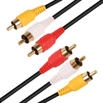 普通品質音視頻立體聲RCA AV線，長度：3米，3 RCA轉3 RCA，長度：3米