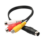 4針 S-Video 電視轉 RCA 轉換器 AV 母頭線，長度：20cm，S-Video 轉 AV 3RCA 母頭