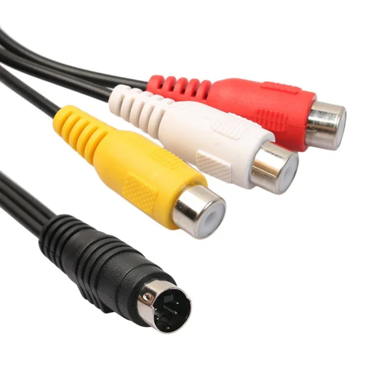 4針 S-Video 電視轉 RCA 轉換器 AV 母頭線，長度：20cm，S-Video 轉 AV 3RCA 母頭