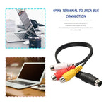 4針 S-Video 電視轉 RCA 轉換器 AV 母頭線，長度：20cm，S-Video 轉 AV 3RCA 母頭