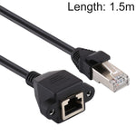 RJ45母對公CAT5E網路面板安裝螺絲鎖延長線，長度：1.5米，1.5米