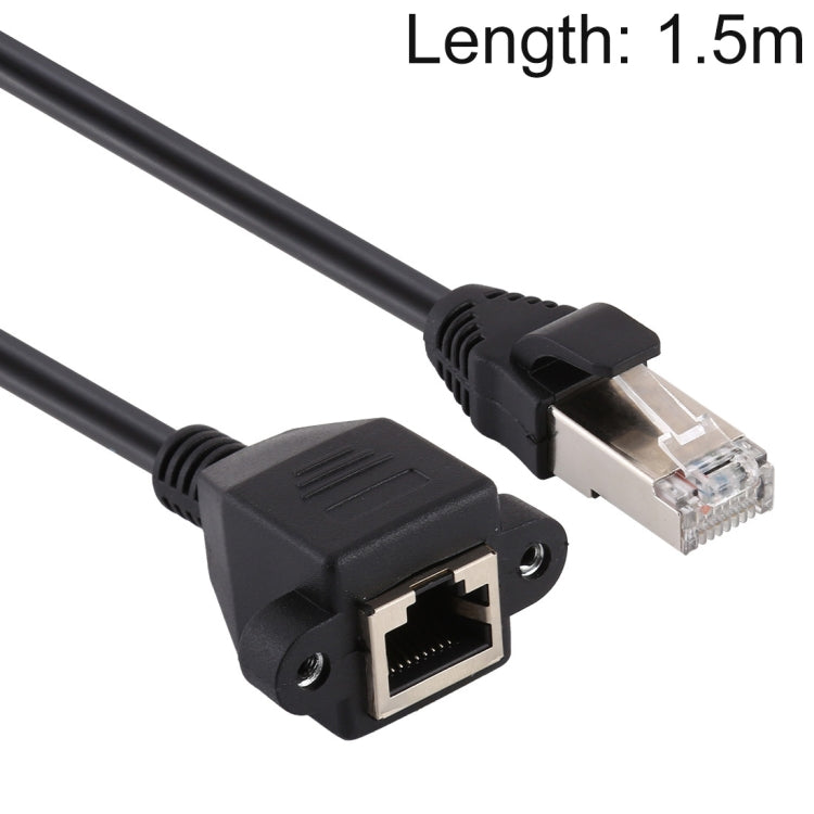 RJ45母對公CAT5E網路面板安裝螺絲鎖延長線，長度：1.5米，1.5米