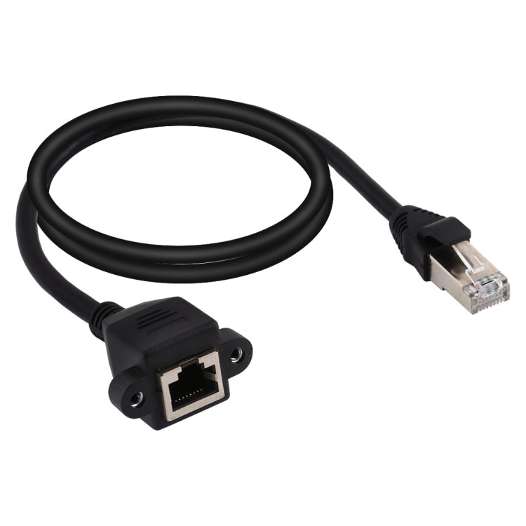 RJ45母對公CAT5E網路面板安裝螺絲鎖延長線，長度：1.5米，1.5米