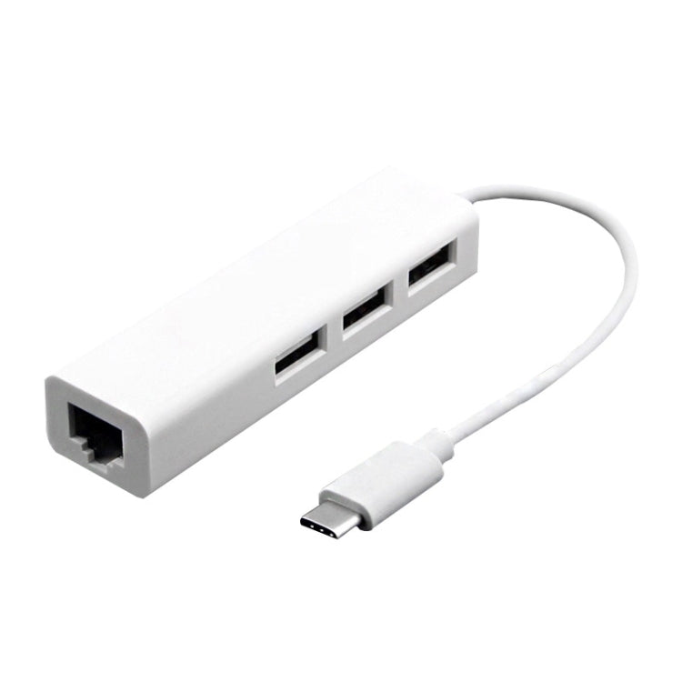 Type-C轉3埠USB及RJ45多功能轉接器，長度：13厘米，3埠USB+RJ45