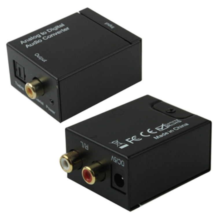 數字光纖同軸Toslink轉模擬RCA音頻轉換器（黑色），Spdif+同軸轉2RCA