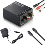 數字光纖同軸Toslink轉模擬RCA音頻轉換器（黑色），Spdif+同軸轉2RCA