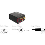 數字光纖同軸Toslink轉模擬RCA音頻轉換器（黑色），Spdif+同軸轉2RCA