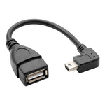90度迷你USB公轉USB 2.0 AF轉接線帶OTG功能，長度：13厘米，右角迷你USB，13厘米
