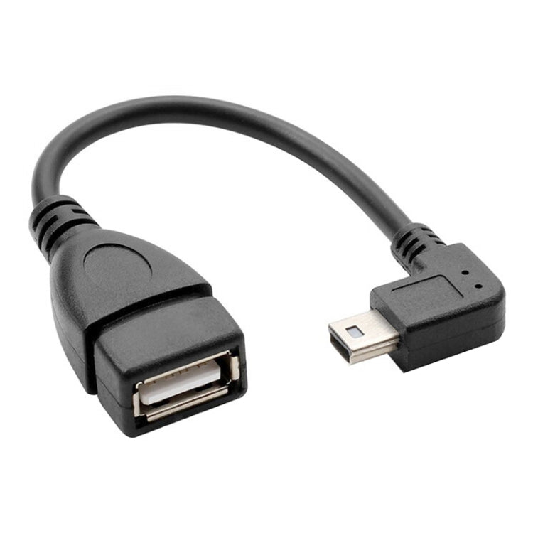 90度迷你USB公轉USB 2.0 AF轉接線帶OTG功能，長度：13厘米，右角迷你USB，13厘米