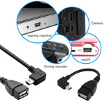 90度迷你USB公轉USB 2.0 AF轉接線帶OTG功能，長度：13厘米，右角迷你USB，13厘米