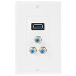 USB 3.0 Female Plug + 3 F Female Plugs Wall Plate Panel