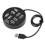 高速8埠USB 2.0便攜圓形集線器，長度：60cm圓形8埠USB 2.0集線器多埠分接擴展轉接器適用筆記型電腦，支援1TB行動硬碟，圓形（白色），圓形（黑色）