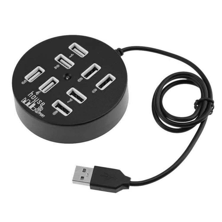 高速8埠USB 2.0便攜圓形集線器，長度：60cm圓形8埠USB 2.0集線器多埠分接擴展轉接器適用筆記型電腦，支援1TB行動硬碟，圓形（白色），圓形（黑色）