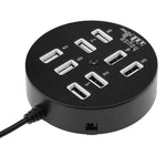 高速8埠USB 2.0便攜圓形集線器，長度：60cm圓形8埠USB 2.0集線器多埠分接擴展轉接器適用筆記型電腦，支援1TB行動硬碟，圓形（白色），圓形（黑色）