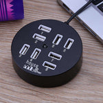 高速8埠USB 2.0便攜圓形集線器，長度：60cm圓形8埠USB 2.0集線器多埠分接擴展轉接器適用筆記型電腦，支援1TB行動硬碟，圓形（白色），圓形（黑色）