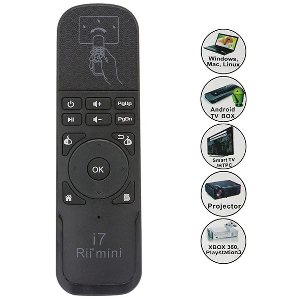 Rii i7 迷你無線空中滑鼠鍵盤遙控器，適用 HTPC / Android TV Box / Xbox360，Rii i7