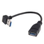 USB 3.0向下90度延長線公對母轉接線，長度：15cm，向下AM轉AF，長度：15cm