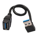 USB 3.0向下90度延長線公對母轉接線，長度：15cm，向下AM轉AF，長度：15cm