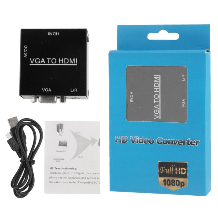 高清 1080P HDMI 迷你 VGA 轉 HDMI 影像縮放盒音頻視頻數位轉換器轉接器，適用 PC / HDTV，高清 1080P