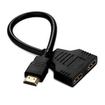 30cm 1080P HDMI 公頭轉 2 母頭 1 進 2 出分配器線纜轉換器，1 進 2 出